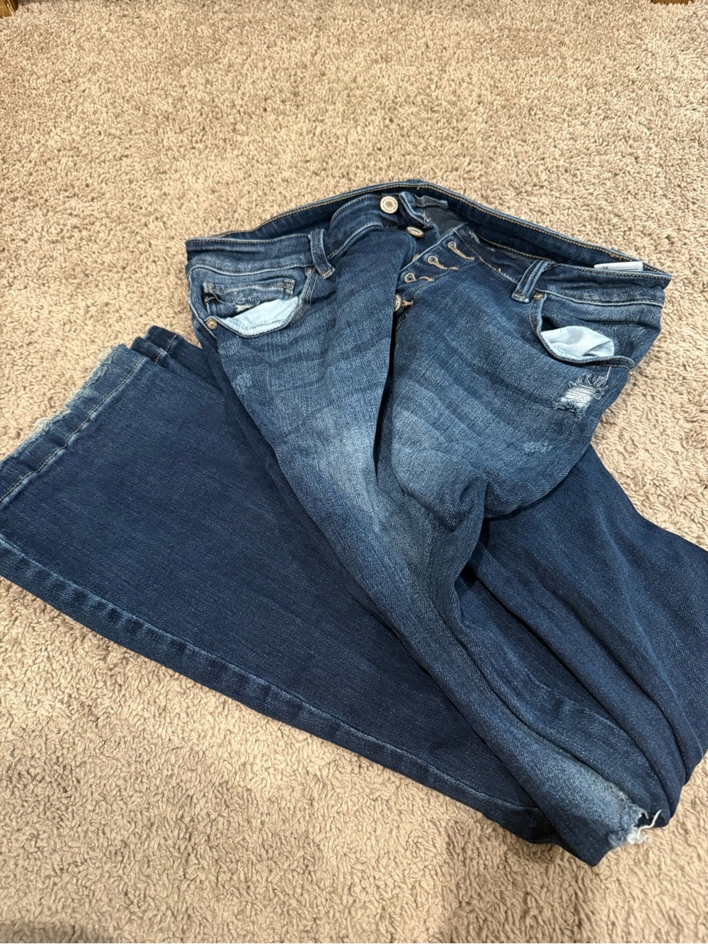 KanCan Dark Blue Wide Leg Flare Jeans